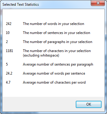 WordCount Selected
