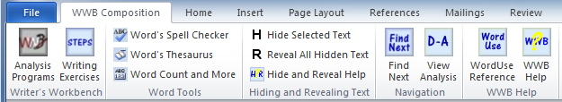 Writer's Workbench Analysis Ribbon
